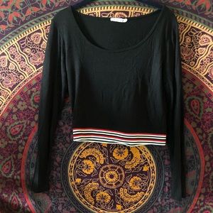 Red, Black, and White Racing Stripe Scoop Neck Tee